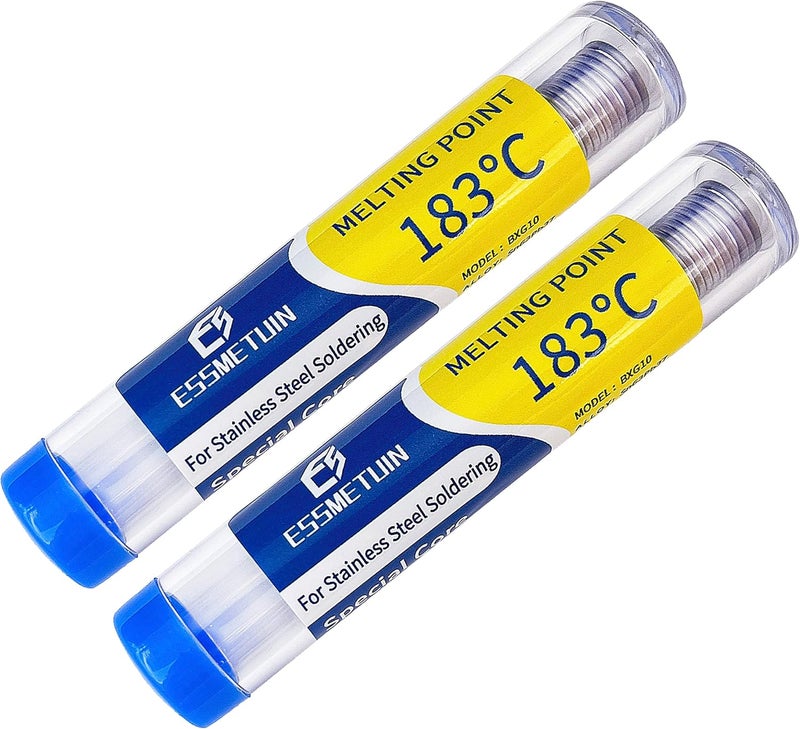 Essmetuin Store Special Core Solder Wire For Stainless Steel/Nickel Sheet/Zinc Flake/Copper/Iron Sheets/Aluminum Soldering, Multifunctional Core Solder Wire 1.0mm(0.04in) 1.4oz/2pack - Image 1